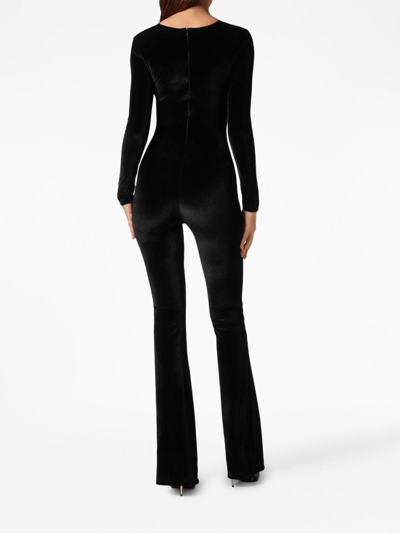 Shop Philipp Plein Cut-out Velvet Jumpsuit In Black