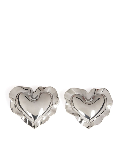 Shop Nina Ricci Cushion Heart Stud Earrings In Silver