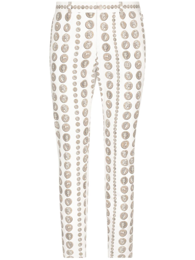 Shop Dolce & Gabbana Motif-print Tailored Trousers In White