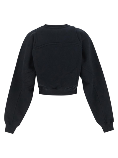 Shop Off-white Off Stamp Round Cropped Crew Neck Sweatshirt In Black