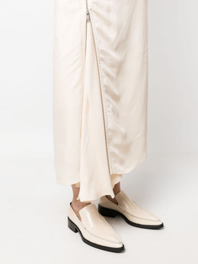 Shop Jil Sander Off-centre Zip-fastening Midi Skirt In Neutrals