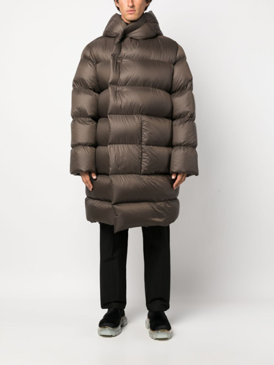 Shop Rick Owens Oversized Hooded Padded Coat In Brown