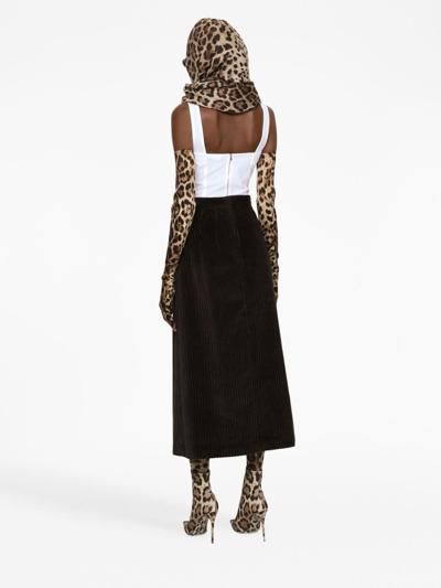 Shop Dolce & Gabbana Logo-plaque High-waisted Skirt In Black