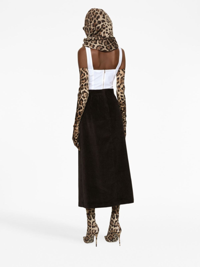 Dolce & Gabbana Logo-plaque High-waisted Skirt In Black