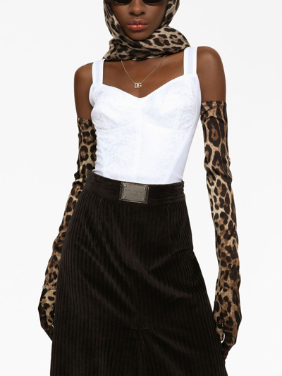 Dolce & Gabbana Logo-plaque High-waisted Skirt In Black