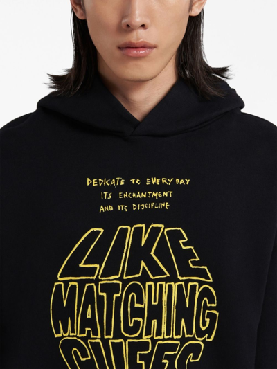 Shop Marni Slogan-print Cotton Hoodie In Black