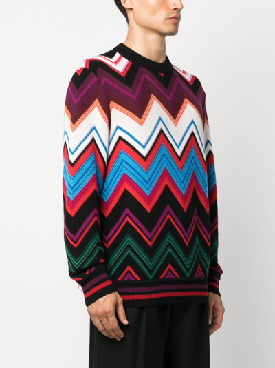 Shop Missoni Zigzag Crew-neck Jumper In Red