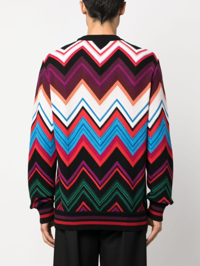 Shop Missoni Zigzag Crew-neck Jumper In Red