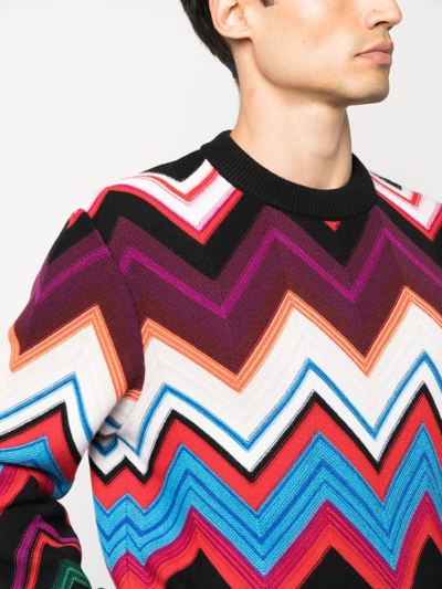 Shop Missoni Zigzag Crew-neck Jumper In Red