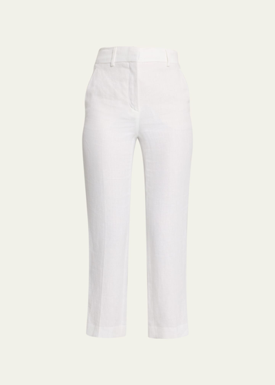 Shop Loro Piana Antigua Straight-leg Linen Trousers In 1000 White