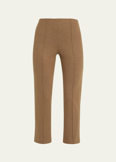 Shop Vince Mid-rise Stitched Wool Kick-flare Pants In Ristretto