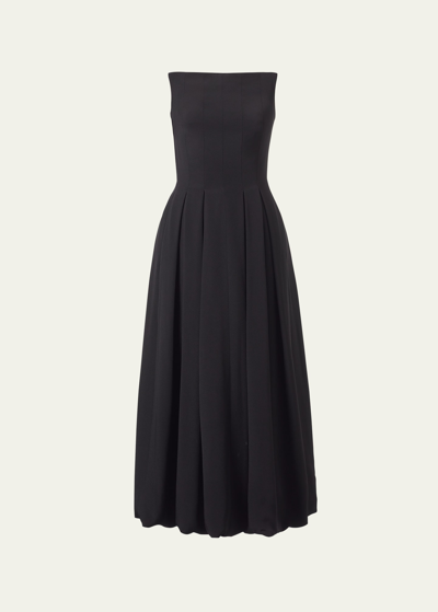 Shop Tove Malene Strapless A-line Midi Dress In Black