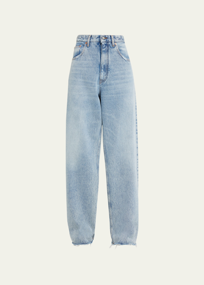 Shop Mm6 Maison Margiela Wide-leg Baggy 5-pocket Jeans In Indigo/blu