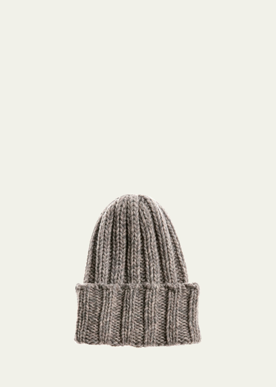 Shop Inverni Men's Chunky Rib-knit Cashmere Beanie Hat In 6622 Grey