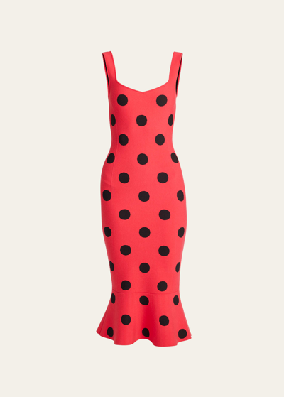 Shop Marni Polka-dot Sheath Dress In Berry Red