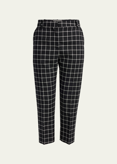 Shop Marni Checkered Cropped Wool Trousers In Black