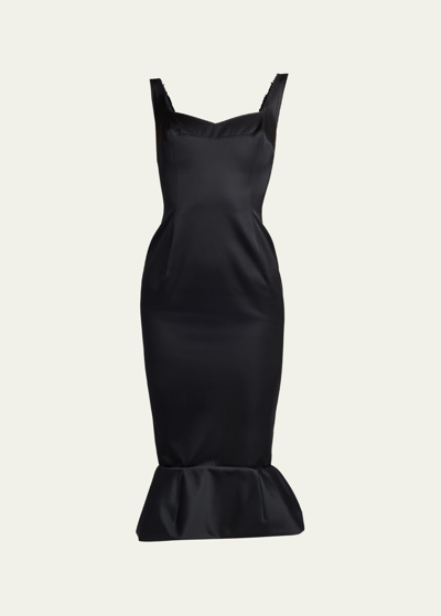 Shop Marni Tailored Sheath Dress With Flounce Hem In Black