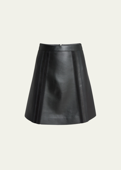 Shop Chloé Suede Embroidered Napa Leather Mini Skirt In Black