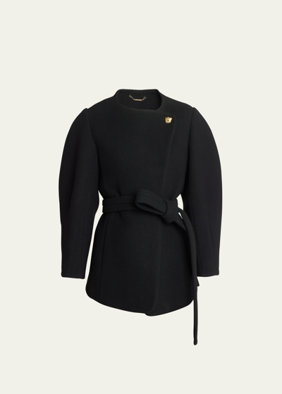 Shop Chloé Iconic Soft Wool Belted Coat In Black