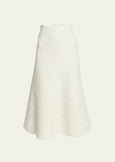 Shop Chloé Alpaca Boucle Flared Midi Skirt In Eden White