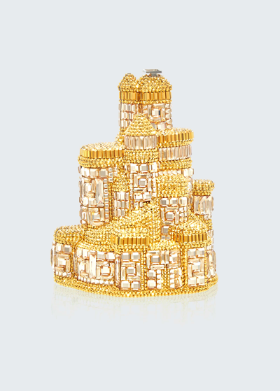 Shop Judith Leiber Fairy Tale Castle Crystal Clutch Bag In Champagne Multi