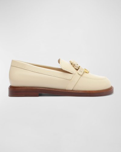 Shop Schutz Rhino Leather Slip-on Loafers In Egg Shell