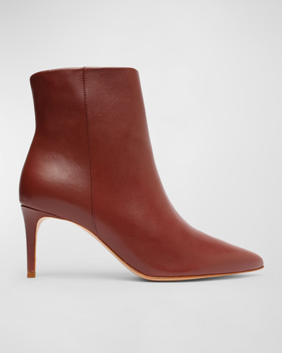 Shop Schutz Mikki Leather Stiletto Ankle Boots In Red Brown
