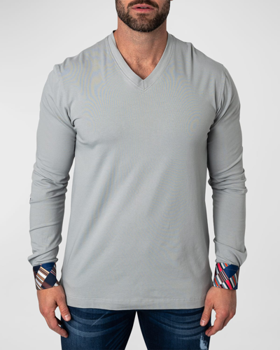 Shop Maceoo Men's Edison V-neck Shirt In Mirage Grey