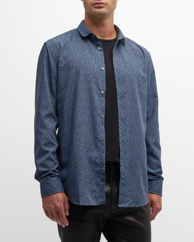 Shop John Varvatos Men's Slim Patterned Sport Shirt In Dutch Blue