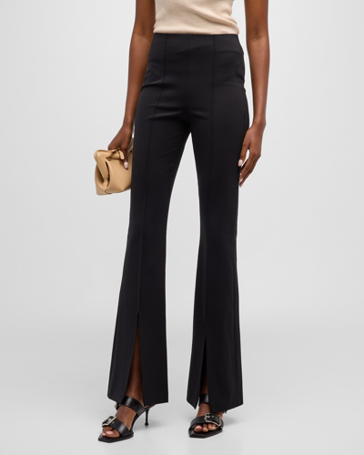 Shop Alice And Olivia Emiko High-waisted Slit-cuff Pants In Black