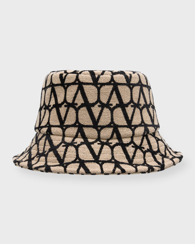 Shop Valentino Toile Iconographe Bucket Hat In Naturale Nero
