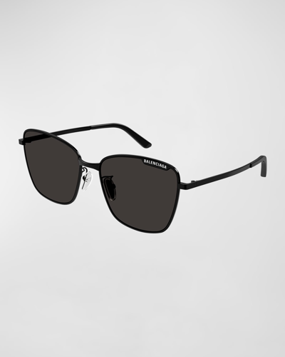 Shop Balenciaga Bb0279sa Metal Alloy Butterfly Sunglasses In Shiny Black