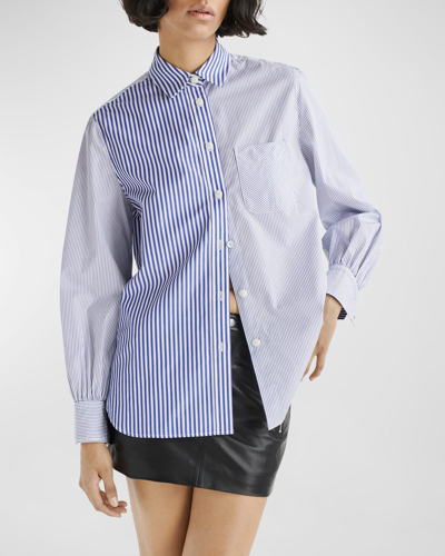 Shop Rag & Bone Maxine Multi-stripe Button-front Shirt In Blumlti