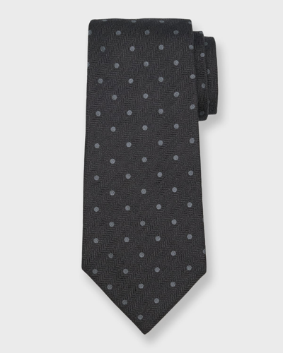Shop Tom Ford Men's Polka Dot Silk Tie In Black