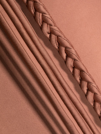 Shop Nanushka Geometric Braided-detail Scarf In Brown