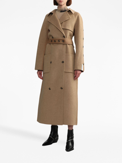 Rokh Button-detail Double-breasted Maxi Coat In Brown