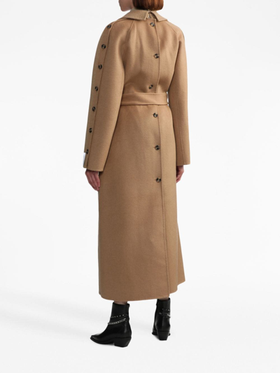 Rokh Button-detail Double-breasted Maxi Coat In Brown