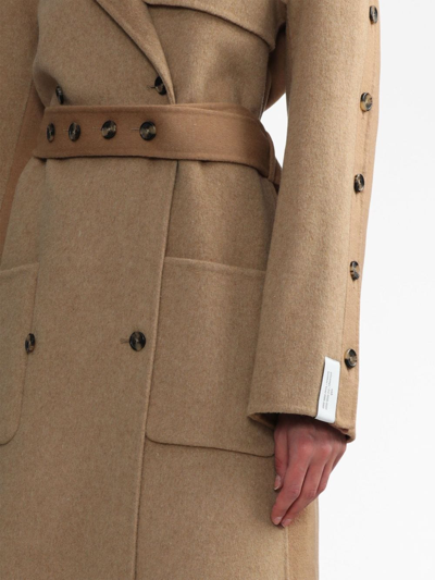 Shop Rokh Button-detail Double-breasted Maxi Coat In Brown