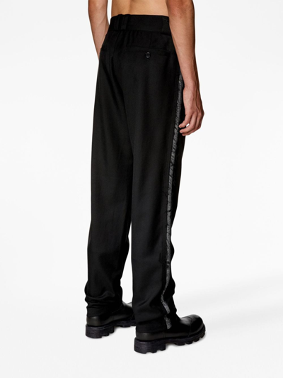 Shop Diesel P-oak-dnm Straight-leg Trousers In Black