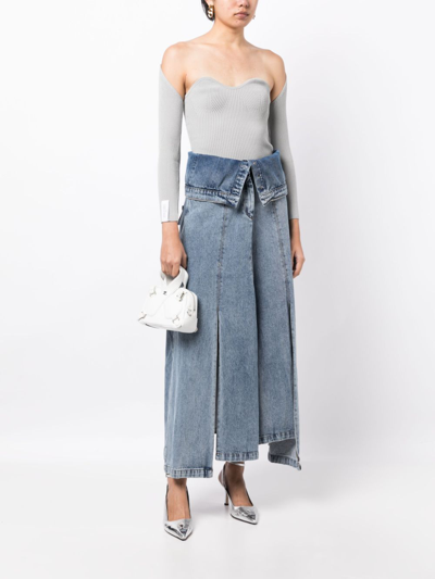 Rokh Ribbed-knit Bustier-style Top In Grey