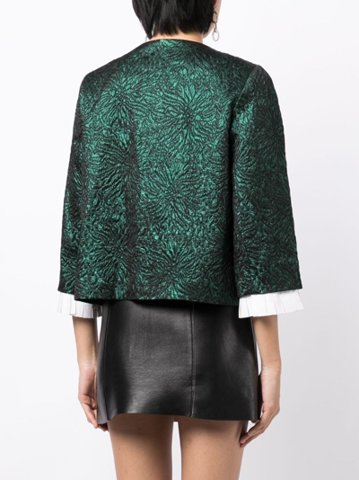 Shop Andrew Gn Crystal-embellished Cropped Jacket In Green