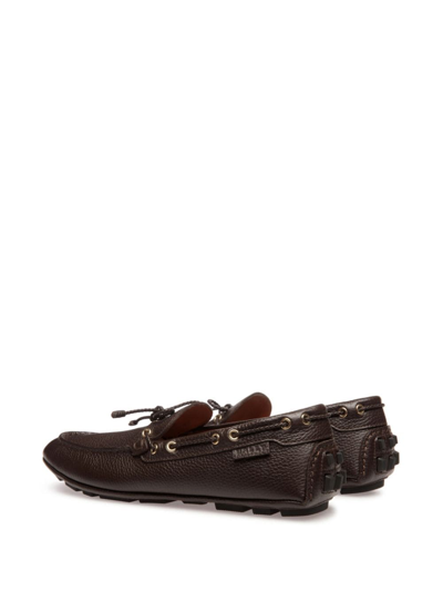 Shop Bally Kyan Grained-texture Boat Shoes In Brown