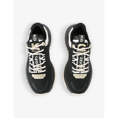 Shop Kg Kurt Geiger Women's Black/comb Lowell Logo-print Faux-leather Low-top Trainers