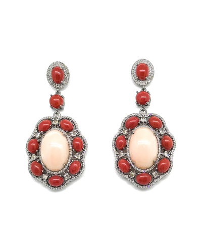 Shop Arthur Marder Fine Jewelry 14k & Silver 2.50 Ct. Tw. Diamond & Coral Earrings