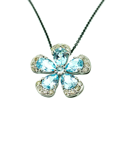 Shop Arthur Marder Fine Jewelry Silver 0.68 Ct. Tw. Diamond & Blue Topaz Pendant Necklace
