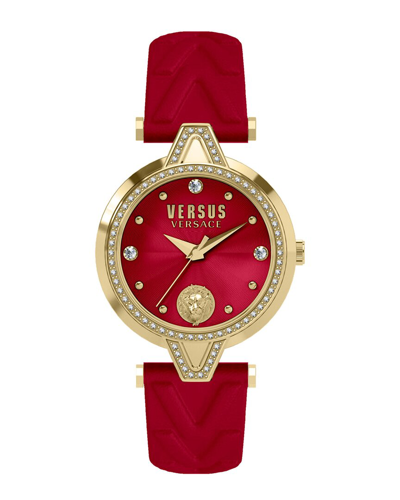Versus Versace V  Crystal Leather Strap Watch, 34mm