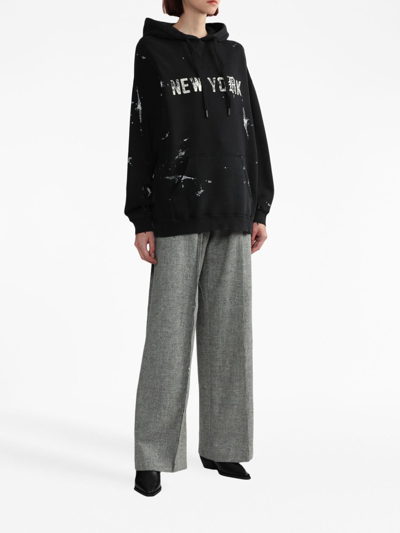 R13 Cropped Pleated Houndstooth Wool Wide-leg Pants In Grey