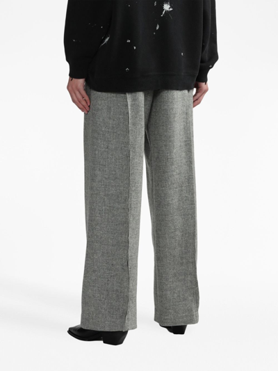 R13 Cropped Pleated Houndstooth Wool Wide-leg Pants In Grey
