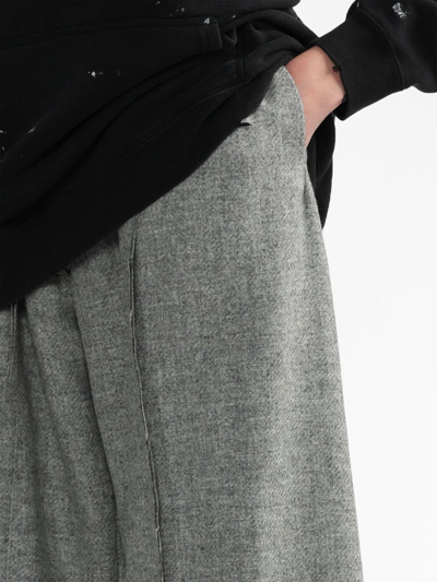 R13 Cropped Pleated Houndstooth Wool Wide-leg Pants In Grey