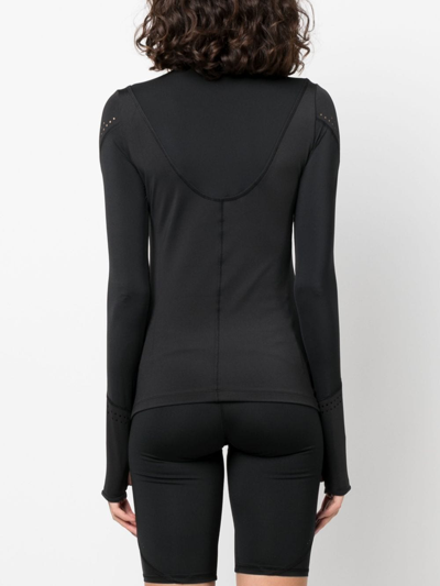 Shop Adidas By Stella Mccartney Perforated-detailing Long-sleeve T-shirt In Black